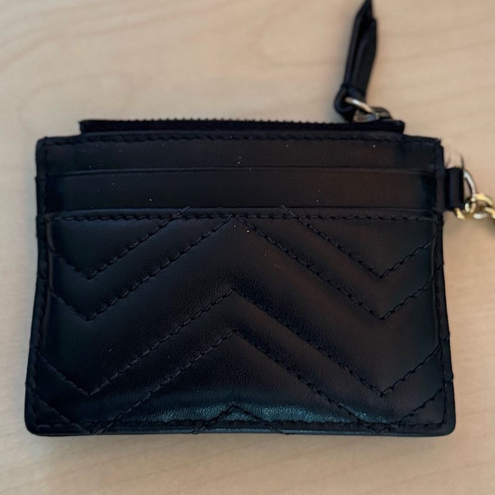 Gucci Black Leather GG Marmont Card Holder Key Ring - Picture 6 of 7